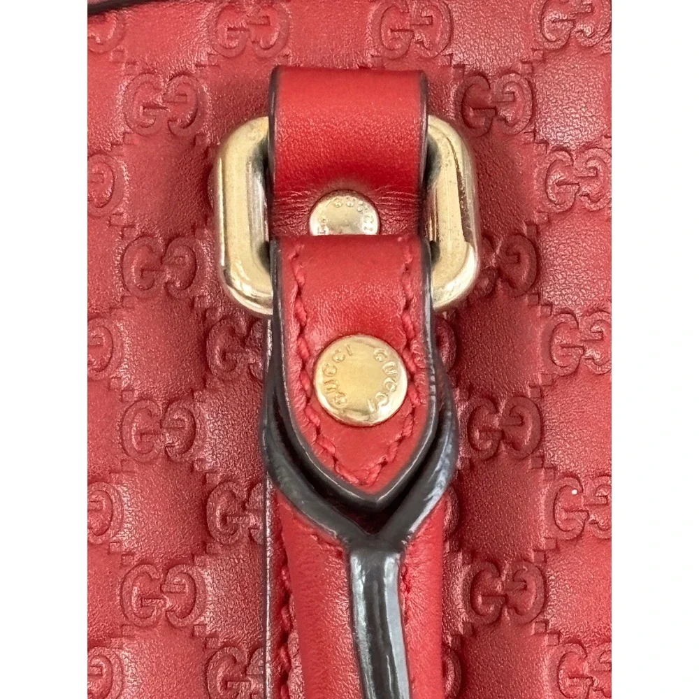 Gucci Microguccissima Red Leather Dome Satchel Bag Gold Hardware 449663